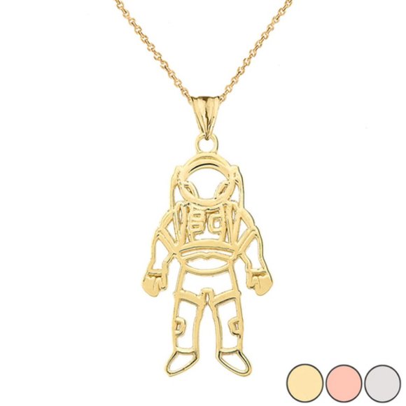 10k Solid Gold Astronaut Pendant Charm